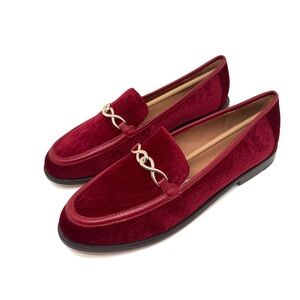 Joie Laila Chain Loafers Embossed Velvet Wine Size 11